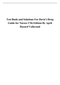 Test Bank and Solutions For Davis's Drug Guide for Nurses 17th Edition By April Hazard Vallerand