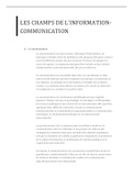 LES CHAMPS DE L'INFORMATION-COMMUNICATION RÉSUMÉ