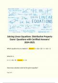 Solving Linear Equations: Distributive Property Exam/ Questions with Certified Answers/ 2024-2025. 