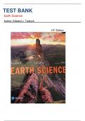 Test Bank for Earth Science, 15th edition by Edward J. Tarbuck|9780134673943| Chapters 1-14| LATEST