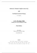 Answerkey and Test Bank for Active Reading Skills: Reading and Critical Thinking in College, 3rd edition by Kathleen T. McWhorter 