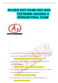 PN HESI EXIT EXAM 2022-2023 TESTBANK GRADED A VERSION FINAL EXAM