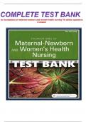 COMPLETE TEST BANK: for foundations of maternal newborn and women health nursing 7th edition questions & answer