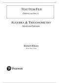 Test Bank for Algebra and Trigonometry, 7th edition by Robert F. Blitzer