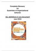 Glossary Essentials of Organizational Behavior Scandura, ALL concepts in one document! New 2024