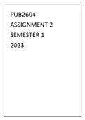 PUB2604 ASSIGNMENT 2 SEMESTER 1 2023