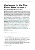 Summary Challenges for the Blue Planet book Water Resources