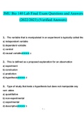 JMU Bio 140 Lab Final Questions and Answers (2022/2023) (Verified Answers)