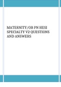 MATERNITY/OB PN HESI SPECIALTY V2 QUESTIONS AND ANSWERS