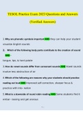 TESOL Practice Exam 2023 Questions and Answers (Verified Answers)