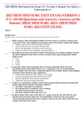 2023 HESI MED SURG EXIT EXAM (VERSION 1  (V1) All 160 Questions and Answers (Answers at the  bottom) (HESI MED SURG 2023) (HESI MED  SURG 2023 EXIT EXAM)