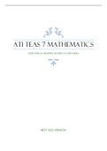 ATI TEAS 7MATHEMATICS - QUESTIONS & ANSWERS (SCORED A+) EXPLAINED UPDATED 2023