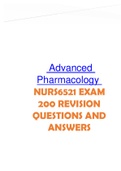  Advanced Pharmacology  NURS6521 EXAM 200 REVISION QUESTIONS AND ANSWERS