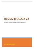 HESI A2 BIOLOGY V2 - DEFINITIONS, QUESTIONS & ANSWERS (SCORED A+) UPDATED 2023 VERSION