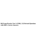 RD Exam Practice Test 1 (CDR) | 132 Revised Questions with 100% Correct Answers.