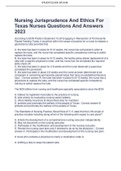 Nursing Jurisprudence And Ethics For Texas Nurses Questions And Answers2023