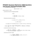 SPHA031 Quantum Mechanics (QM) Questions and Answers Worked Examples 2022.