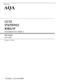 AQA GCSE STATISTICS Foundation tier Paper 1 June 2022 FINAL MARK SCHEME