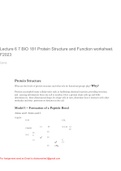  BIO 181 Protein Structure and Function worksheet. F2023 