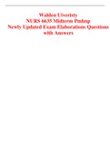 Walden Univeristy NURS 6635 Midterm Pmhnp Newly Updated Exam Elaborations Questions with Answers