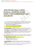 2023 NR 603 Week 4 APEA Predictor (VERIFIED EXAM) HIGHLY RECCOMMENDED 100% ACCURATE