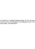 Test Bank For Applied Pathophysiology for the Advanced Practice Nurse 1st Edition By Lucie Dlugasch, Story Test Bank ISBN: 9781284150452.