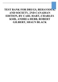 TEST BANK FOR DRUGS, BEHAVIOUR, AND SOCIETY, 2ND CANADIAN EDITION, BY CARL HART, CHARLES KSIR, ANDREA HEBB, ROBERT GILBERT, SHAUN BLACK