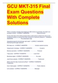 GCU MKT-315 Final Exam Questions With Complete Solutions 