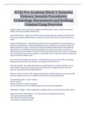 SCCJA Pre-Academy Block 1-Domestic Violence, Juvenile Procedures, Victimology, Harassment and Stalking, Criminal Gang Overview