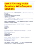 Utah SFO Study Guide Questions With Complete Solutions 