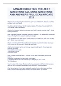 BANZAI BUDGETING PRE-TEST QUESTIONS ALL DONE QUESTIONS AND ANSWERS FULL EXAM UPDATE 2023