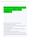 Banzai Budgeting pre-test  questions 2023 100%  C0RRECT