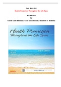 Test Bank For Health Promotion Throughout the Life Span   8th Edition By Carole Lium Edelman, Carol Lynn Mandle, Elizabeth C. Kudzma |All Chapters, Complete Q & A, Latest|