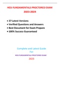 HESI FUNDAMENTALS PROCTORED EXAM (NEW 2023,37 EXAM SETS) / FUNDAMENTALS PROCTORED HESI EXAM (NEW 2023,37 EXAM SETS) / FUNDAMENTALS HESI PROCTORED EXAM :100% CORRECT & VERIFIED