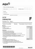 AQA GCSE CHEMISTRY PAPER 2F QUESTION PAPER 2024 (8462/2F: Foundation Tier)