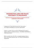 WASHINGTON LAWS AND RULES PERTINENT TO INSURANCE EXAM WITH GUARANTEED ACCURATE ANSWERS