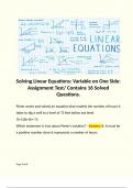 Solving Linear Equations: Variable on One Side: Assignment Test/ Contains 16 Solved Questions. 