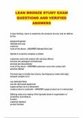 LEAN BRONZE STUDY EXAM QUESTIONS AND VERIFIED ANSWERS