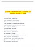 Greek & Latin Root Words Questions And Answers Graded A+ 2024.