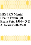 HESI RN Mental Health Exam (20 Exam Sets, 1500+ Q & A, Newest-2022/23)