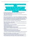 BTEC Level 3 Health and Social Care  Unit 1 Revision for the HSC Unit 1 exam - Namely illnesses and conditions 100% Rated Review Test 2023 Update A+ Graded