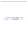 Solutions Manual For Modern Robotics: Mechanics, Planning, and Control 1st Edition By Kevin M. Lynch (Author), Frank C. Park 9781107156302 Complete Guide .