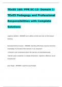 TExES 160: PPR EC-12- Domain 1- TExES Pedagogy and Professional Responsibilities with Complete Solutions