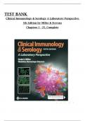 TEST BANK For Clinical Immunology & Serology A Laboratory Perspective 5th Edition by Miller & Stevens, All Chapters 1 to 25 complete Verified editon ISBN:9780803694408