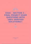 EXAC - SECTION 3 - FINAL PROJECT EXAM QUESTIONS WITH 100% VERIFIED SOLUTIONS!!