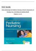 Test bank For Davis Advantage for Pediatric Nursing: Critical Components of Nursing Care 3rd Edition by Kathryn Rudd, All Chapters 1 to 22 complete Verified editon ISBN:9781719645706