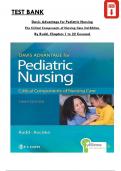 Test bank For Pediatric Nursing: Critical Components of Nursing Care 3rd Edition by Kathryn Rudd, ISBN: 9781719645706, All 22 Chapters Covered, Verified Latest Edition