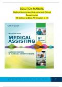 TEST BANK Medical Assisting Administrative & Clinical Competencies (MindTap Course List) 9th Edition by Michelle Blesi, All Chapters 1- 58 fully covered ISBN: 9780357502815