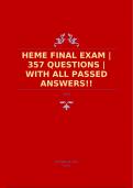 HEME FINAL EXAM | 357 QUESTIONS | WITH ALL PASSED ANSWERS!!