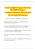 Hondros NUR172 Exam 1/Hondros  PN NUR172 Exam 1   Combined Questions With Revised  Correct Detailed Answers 